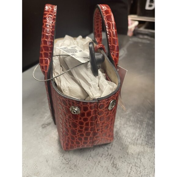 Longchamp Roseau Mine Croc Embossed Leather Shoulder Bag Marmalade Red NWT $495 - Picture 8 of 8